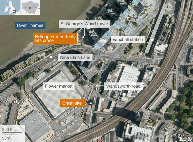 Vauxhall Helicopter Crash site