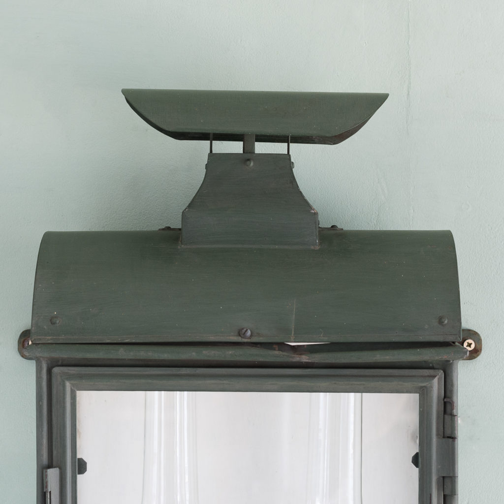 Stable lantern with two simulated oil lamp fittings-117533