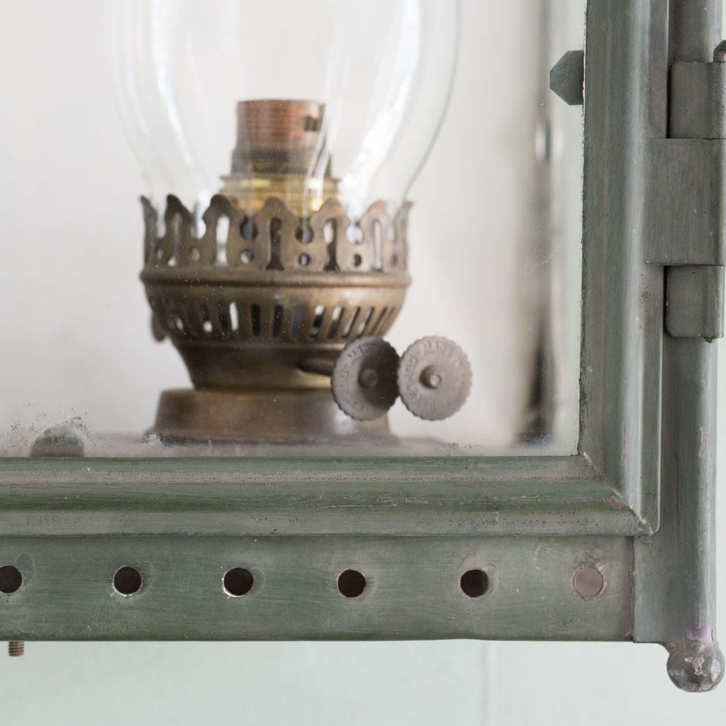 Stable lantern with two simulated oil lamp fittings-117534