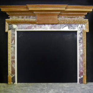 A George lll style carved pine fire surround with marble ingrounds-0