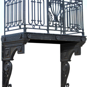 An impressive English cast and wrought iron balcony-0