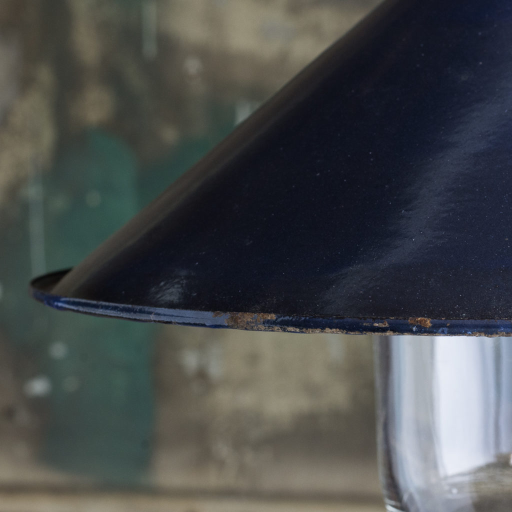 Small blue enamel pendant lights -117005