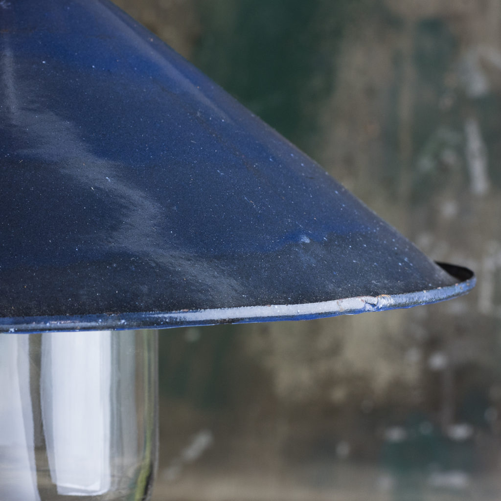 Small blue enamel pendant lights -117009