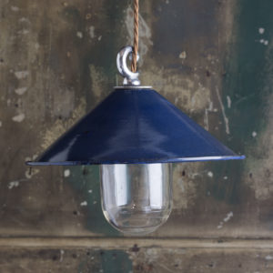 Small blue enamel pendant lights -0
