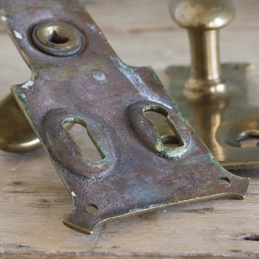 Pair of unusual oval brass door knobs,-119984