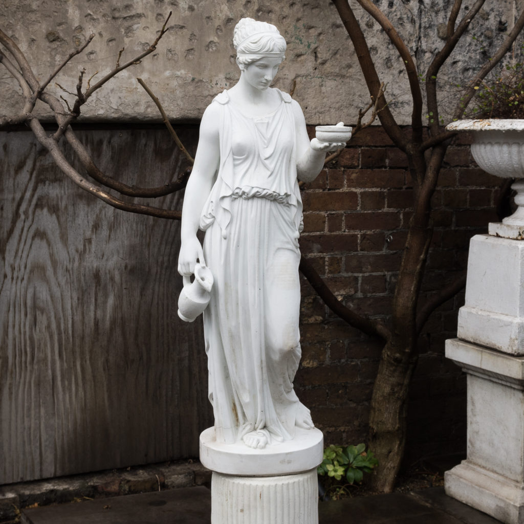 Small Italian reconstituted marble figure of Hebe,-0