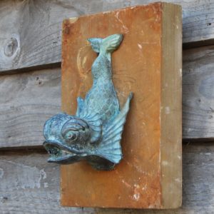 An English bronze dolphin wall fountain spout-0