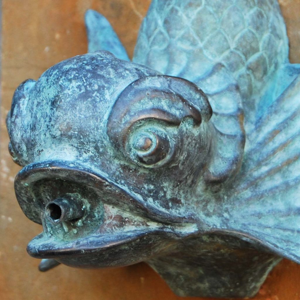 An English bronze dolphin wall fountain spout-121051