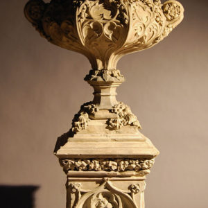 An early Victorian stoneware urn on pedestal-0