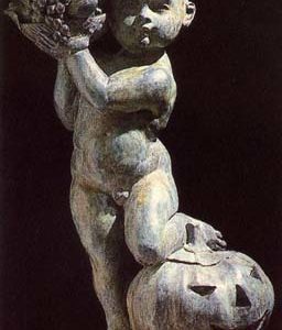 An English bronze figure of a putto personifying "Autumn"-0