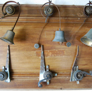 A set of three Victorian sprung servants' indicator bells-0