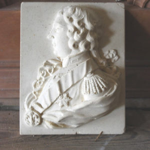 An English relief cast plaster portrait relief of King George III-0