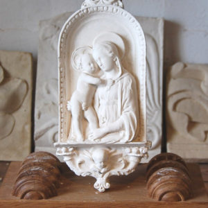 An English relief cast plaster plaque of the Madonna and Child-0