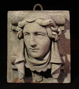 An composition granite relief mask of Joan of Arc-0