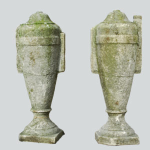 A number of concrete lidded urn finials,-0