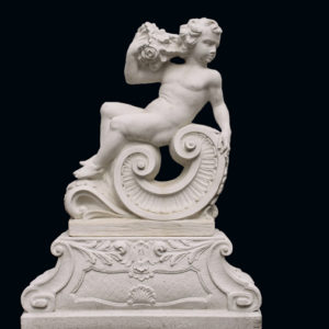 An Italian reconstituted marble putto personifying 'Spring'-0