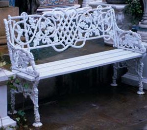 A cast iron two seater garden bench-0