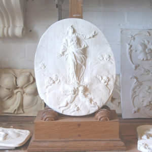 An English relief cast plaster plaque of the Madonna-0