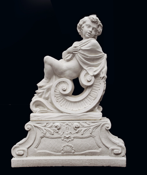 An Italian reconstituted marble putto personifying 'Winter'-0