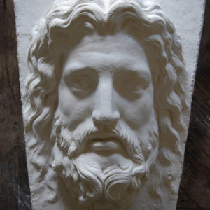 An English relief cast plaster Asclepius keystone-0