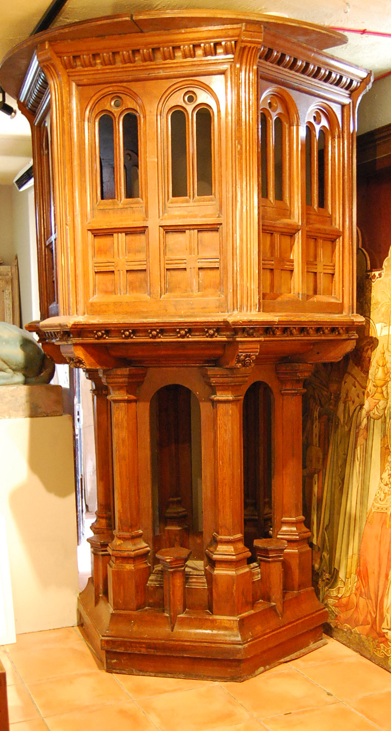 A Victorian carved oak pulpit-0