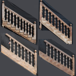 A very rare English pine staircase balustrade-0