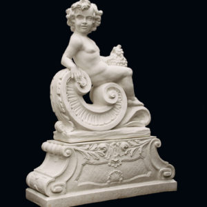 An Italian reconstituted marble putto personifying Autumn-0