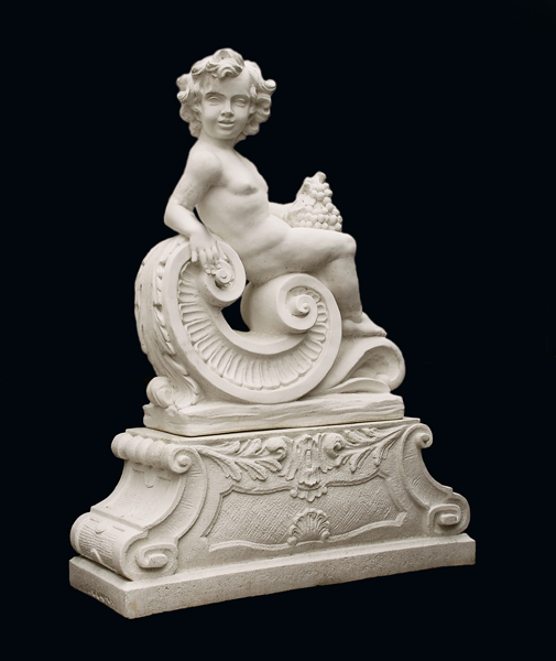An Italian reconstituted marble putto personifying Autumn-0