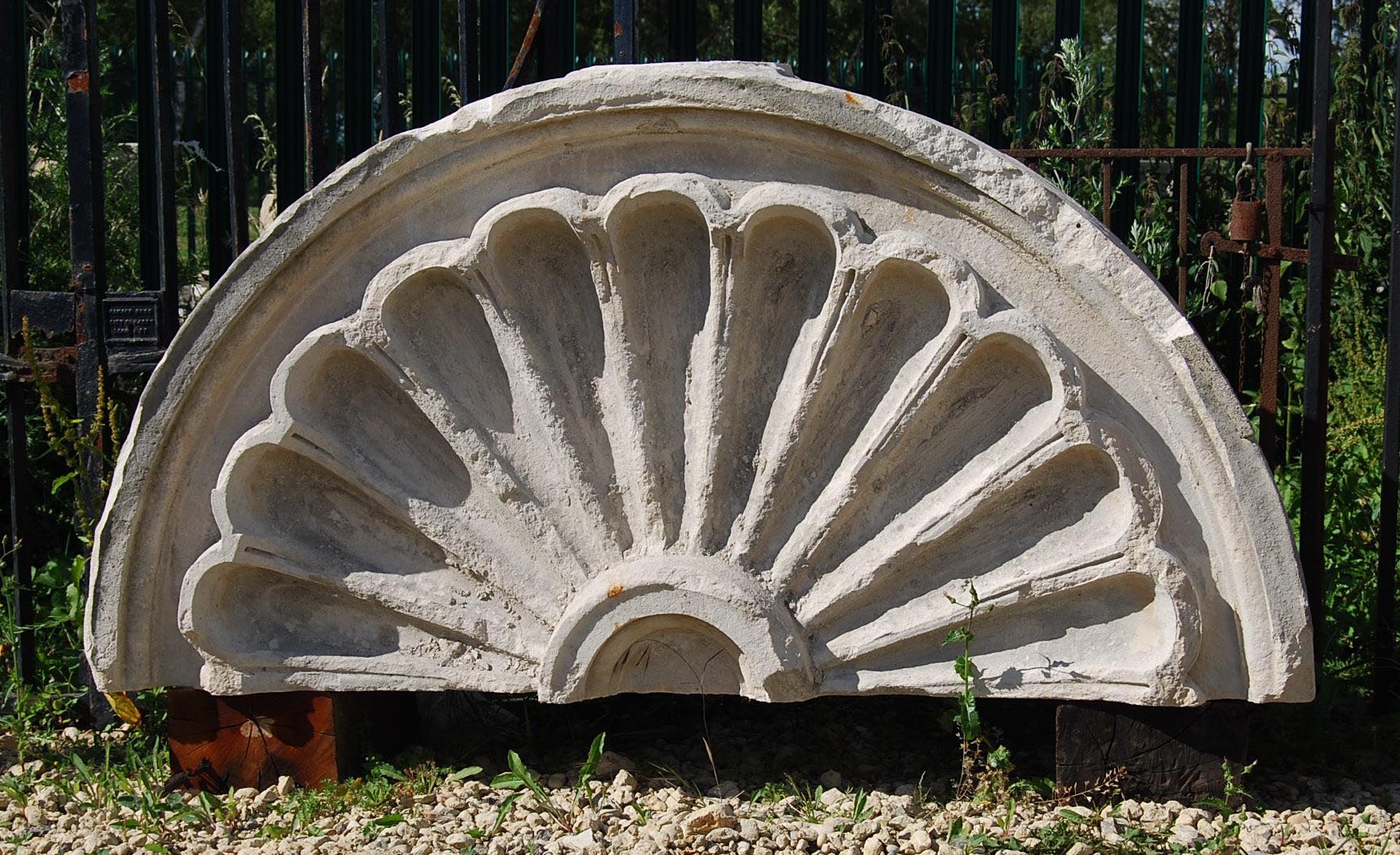 An English Portland stone demi-lune pediment-0