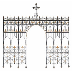 A wrought and cast iron chancel screen-0