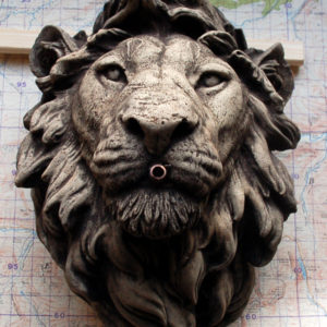 A composition stone lion fountain head-0