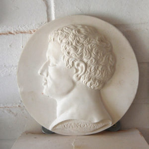 An English relief cast plaster portrait roundel of Canova-0