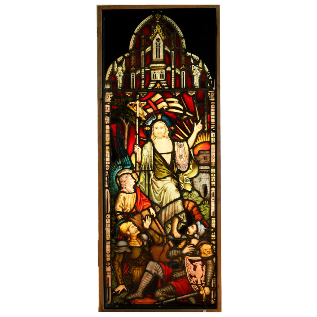 A pair of fine Victorian stained glass panels-0