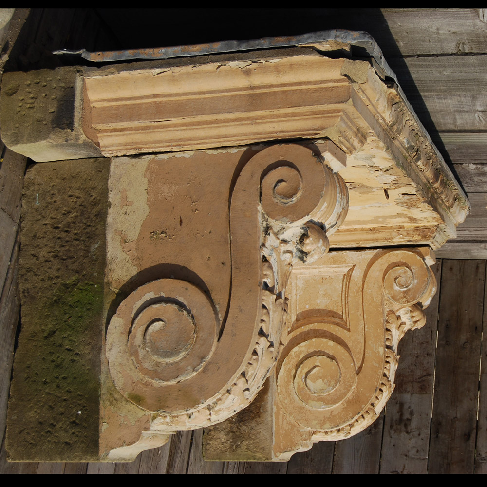 A George II sandstone door canopy,-0