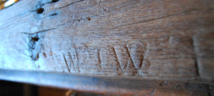 Apotropaic marks in the oak beam at LASSCO Three Pigeons