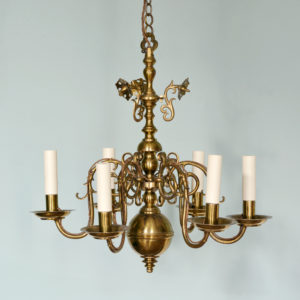 A Dutch style brass chandelier-0