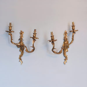 A pair of Louis XV style ormolu two branch wall lights-0