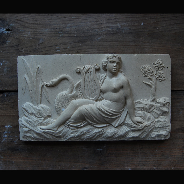 An English relief-cast tablet of Leda and the Swan,-0