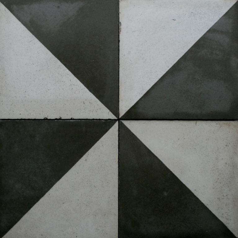 Angular glazed black & white floor tiles, stock code 30128