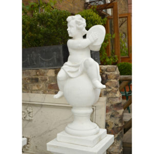 An Italian reconstituted marble statue of putti playing the piatti, -0