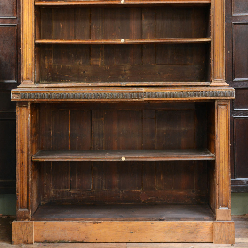 A set of four early Victorian oak, deal and bronze library bookcases,-84512