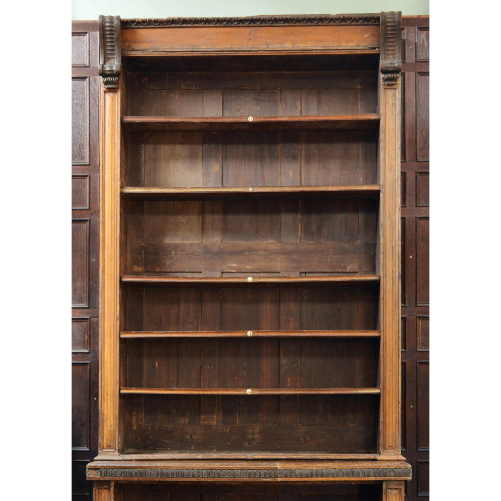 A set of four early Victorian oak, deal and bronze library bookcases,-84509