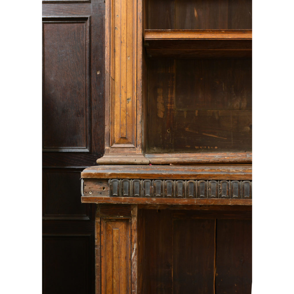 A set of four early Victorian oak, deal and bronze library bookcases,-84511