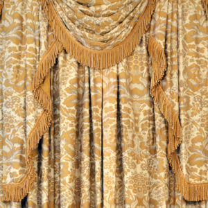 A suite of silk twill damask curtains,-0