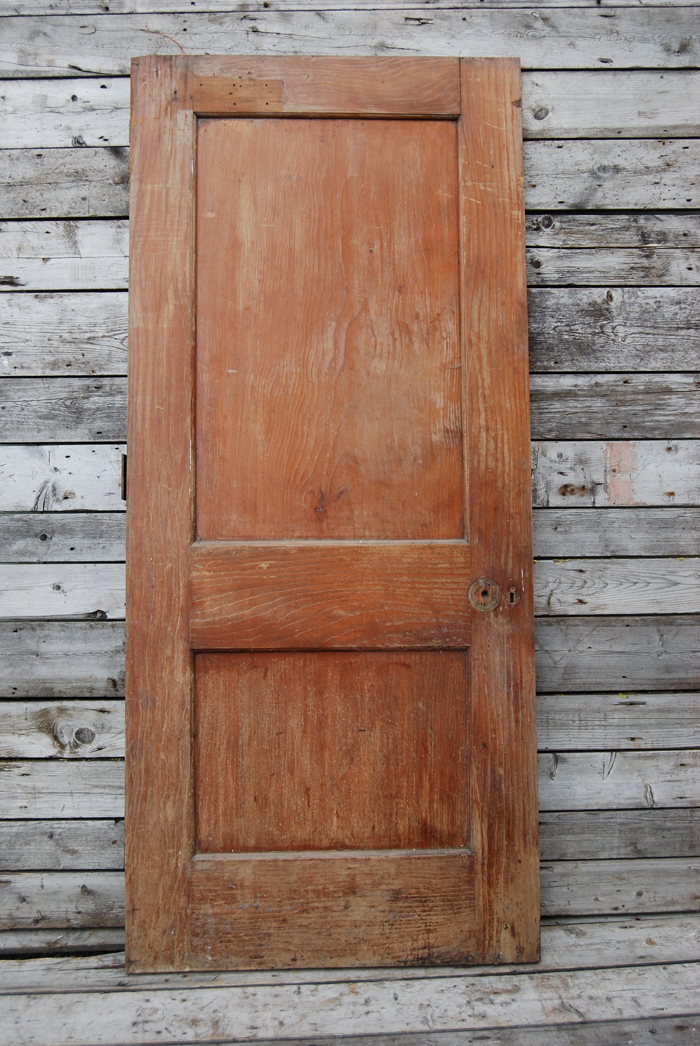 A two panelled mahogany door