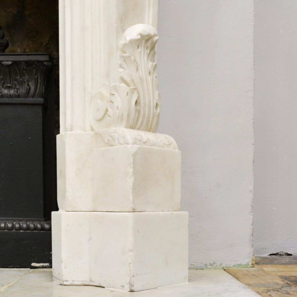 A large English Rococo Revival White Carrara marble chimneypiece,-87101