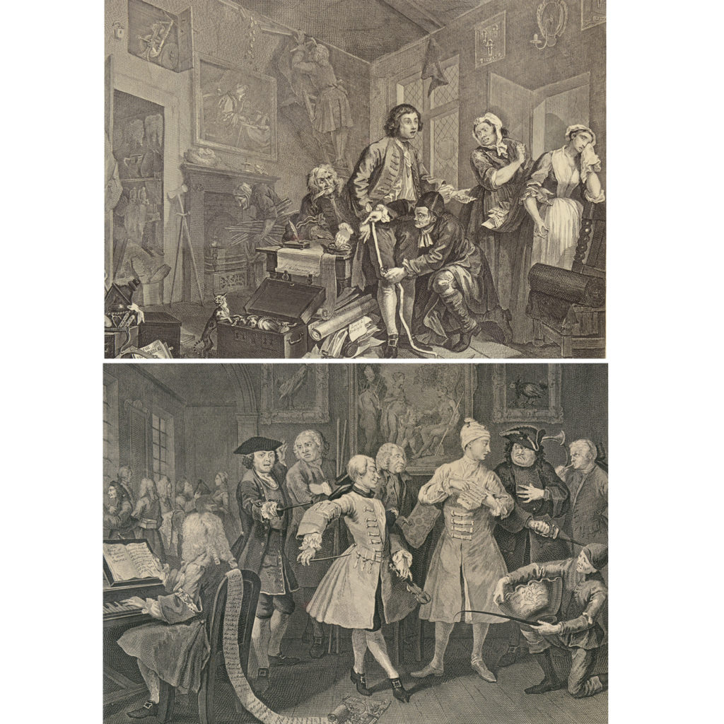 The Rakes Progress by William Hogarth (1697-1764). A set of eight copper-engraved prints-85010