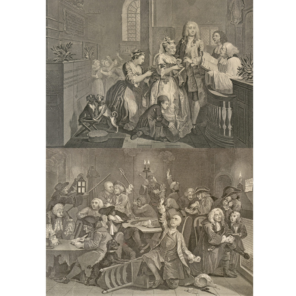 The Rakes Progress by William Hogarth (1697-1764). A set of eight copper-engraved prints-85013