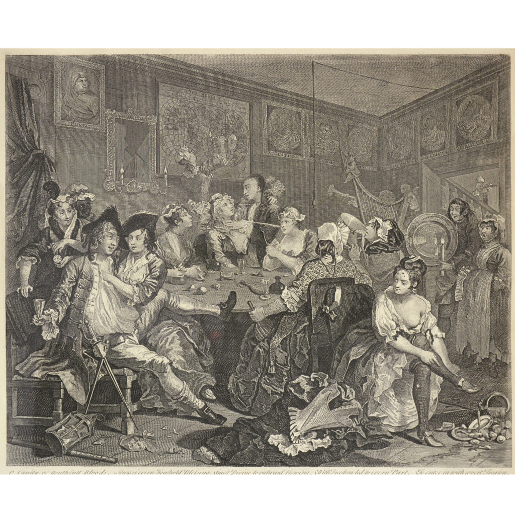 The Rakes Progress by William Hogarth (1697-1764). A set of eight copper-engraved prints-85016