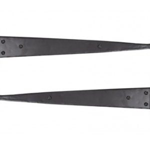 A pair of wrought iron 18" arrowhead hinges